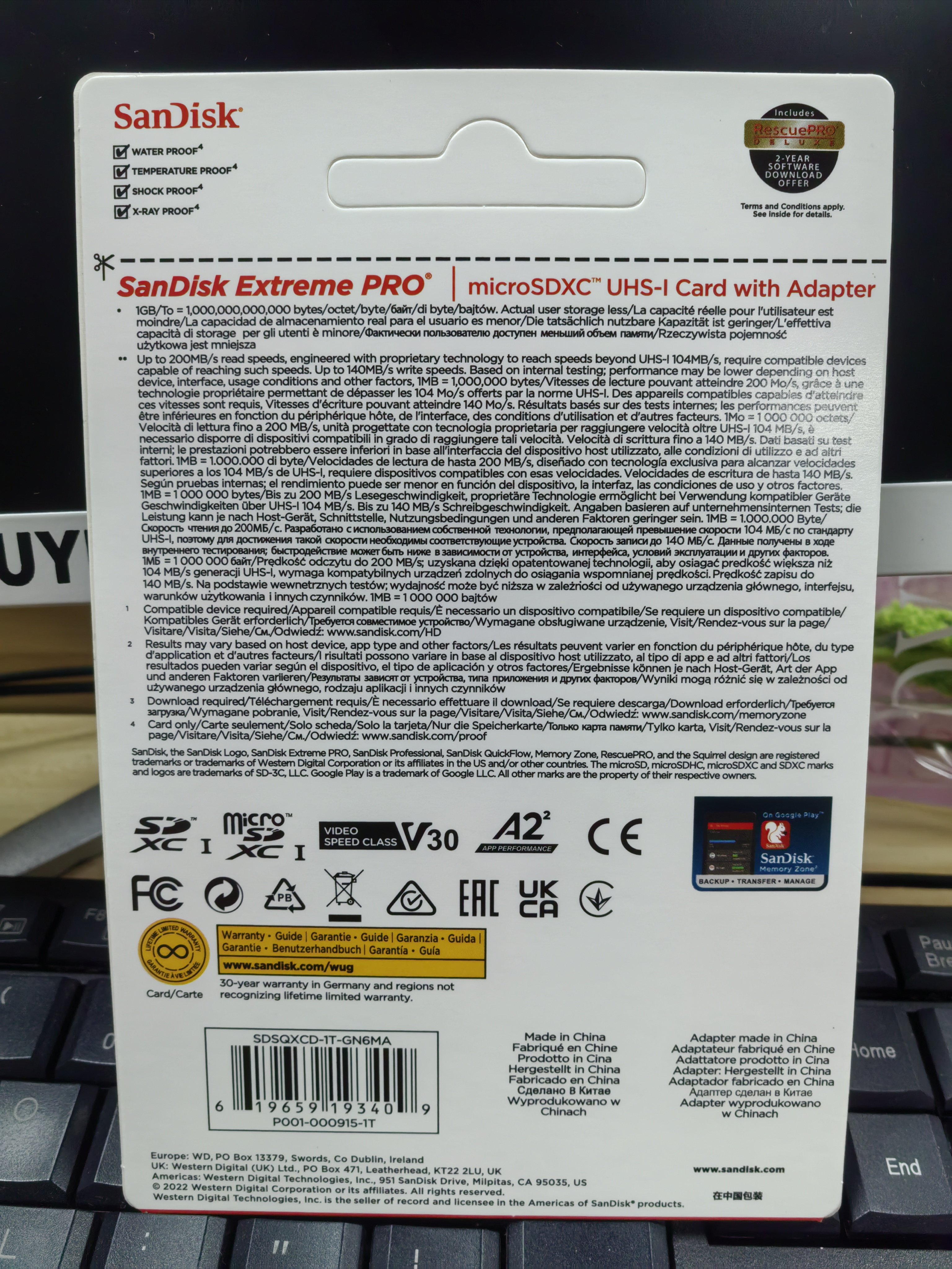 Sandisk Extreme A2 V30 Micro sd card.